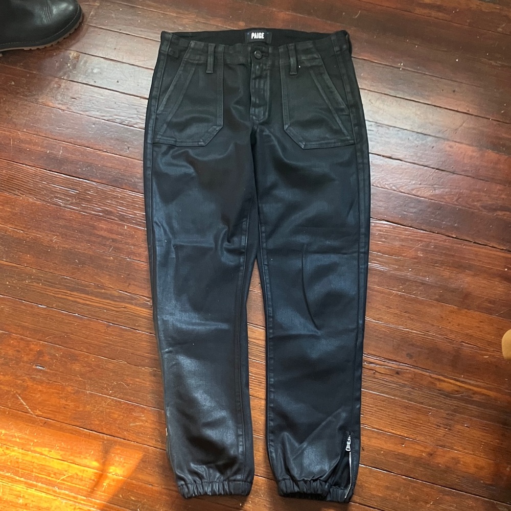 Paige Mayslie Jogger Jeans Black Fog Luxe Coated - Picture 4 of 8